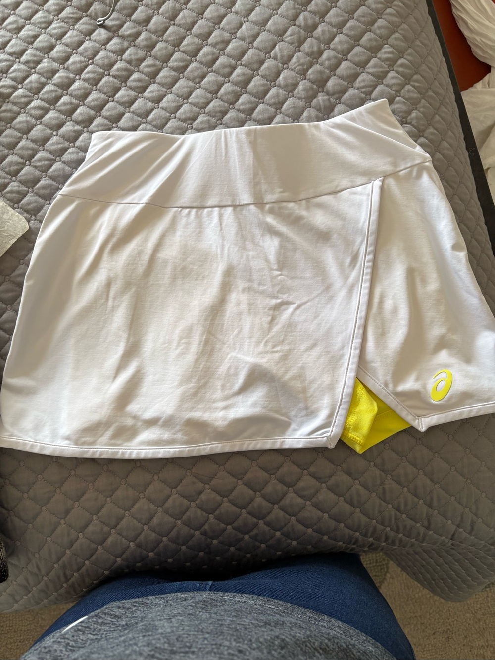 ASICS White Skort with Yellow Liner